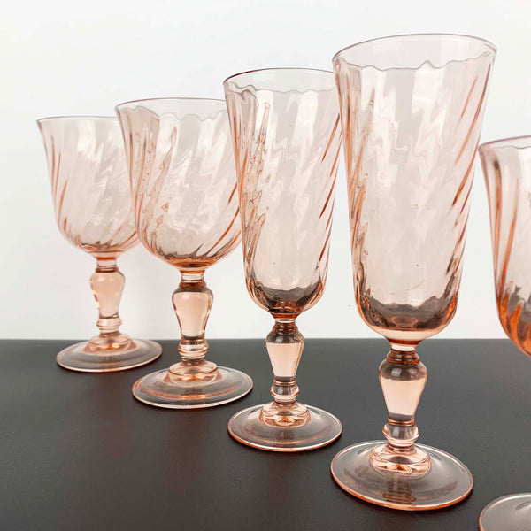 Luminarc Rosaline pink swirl glassware - Set of 6