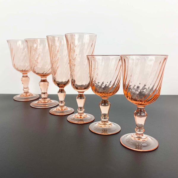 Luminarc Rosaline pink swirl glassware - Set of 6