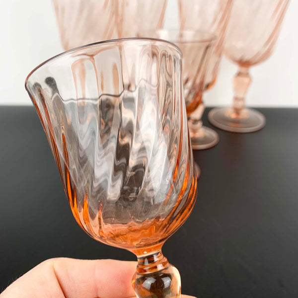 Luminarc Rosaline pink swirl glassware - Set of 6