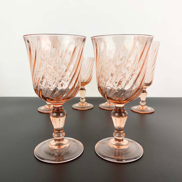 Luminarc Rosaline pink swirl glassware - Set of 6