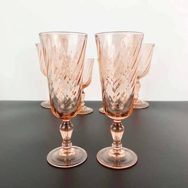 Luminarc Rosaline pink swirl glassware - Set of 6