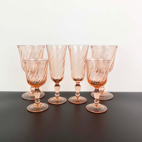 Luminarc Rosaline pink swirl glassware - Set of 6