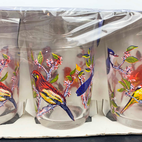 Luminarc France colourful bird glasses with Cardinal