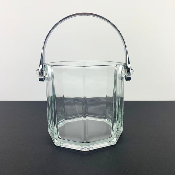 Luminarc (France) Octime octagon design Ice Bucket with Silver handle