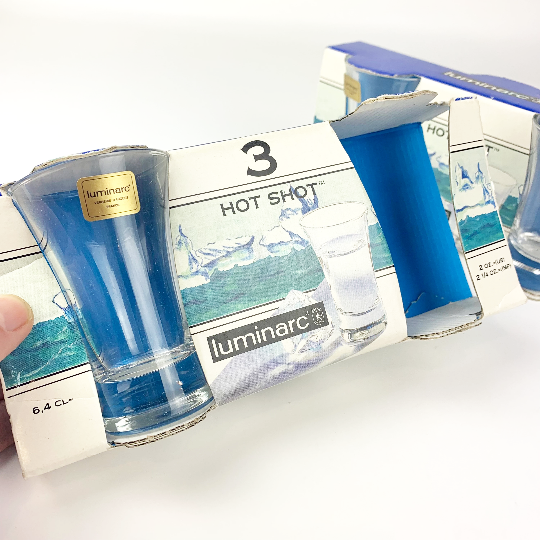 Original box of Luminarc shot glasses