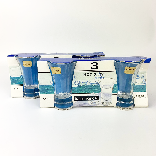 Luminarc France 'Hot Shot' shot glasses in original packaging