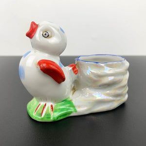 Chicken with nest lustreware egg cup