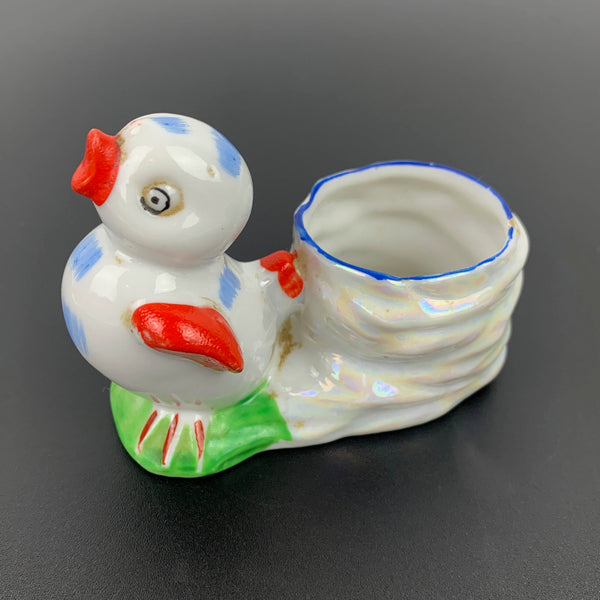 Chicken with nest lustreware egg cup