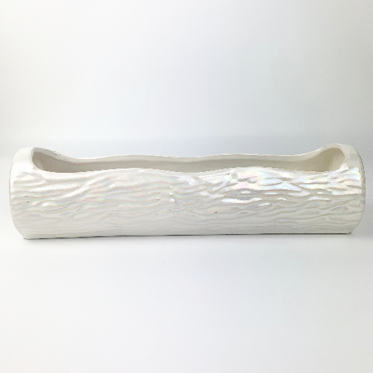 White Lustreware Ceramic Indoor Log Style Planter