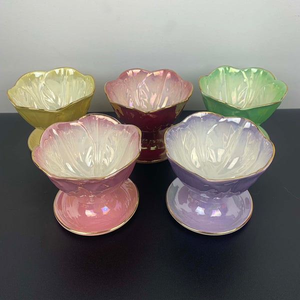 Maling Ware footed lustreware dessert bowls