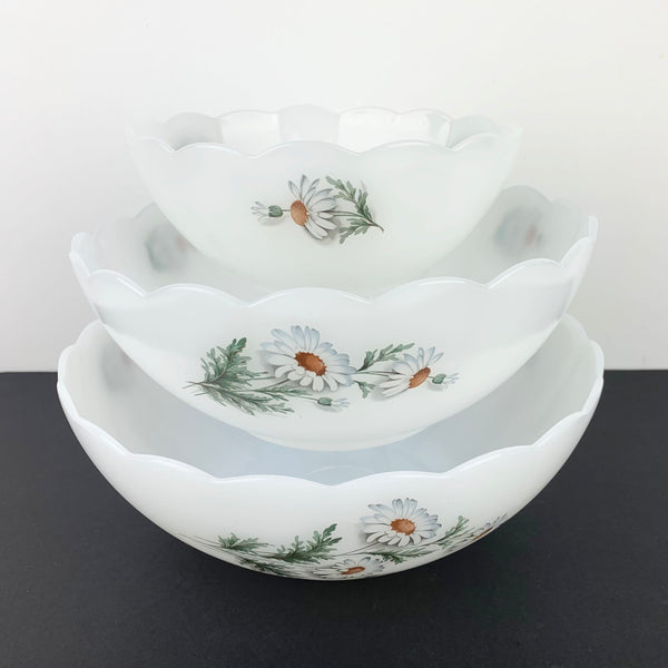 French vintage scalloped nesting bowls