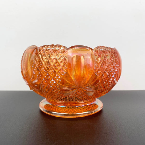 Sowerby Pineapple Marigold small carnival glass bowl