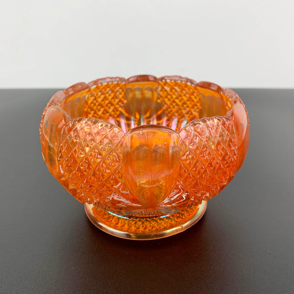 Sowerby Pineapple Marigold small carnival glass bowl