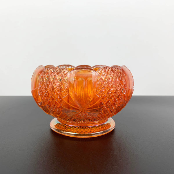 Sowerby Pineapple Marigold small carnival glass bowl