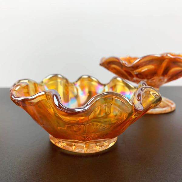 Collection of marigold carnival glass bowls - Set of 3