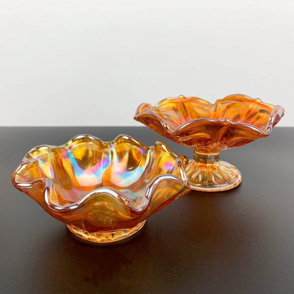 Collection of marigold carnival glass bowls - Set of 3