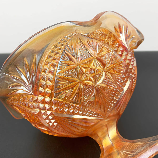 Imperial Glass marigold carnival glass ruffled compote