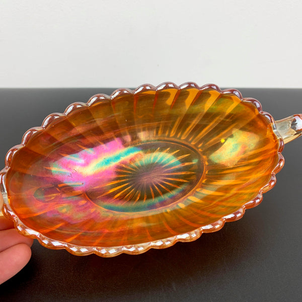 Imperial Glass 'Pillar Flute' marigold carnival glass bowls - Set of 2