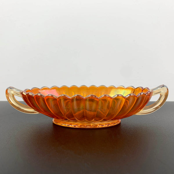 Imperial Glass 'Pillar Flute' marigold carnival glass bowls - Set of 2