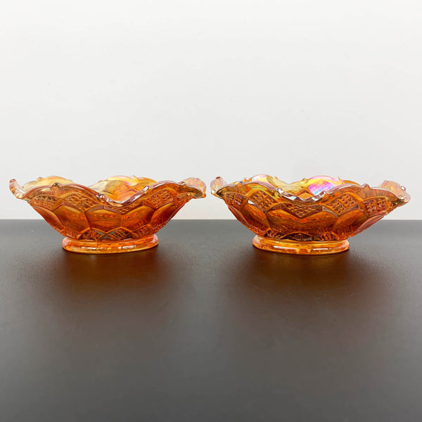 Imperial Glass 'Three in One' marigold carnival glass bowls - Set of 2