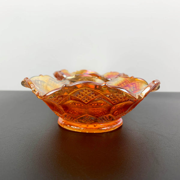 Imperial Glass 'Three in One' marigold carnival glass bowls - Set of 2