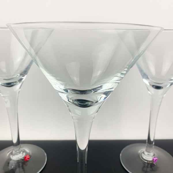 Tall martini glass with dice charm - Set of 3