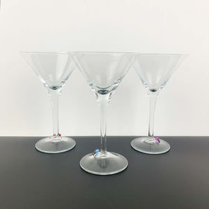 Tall martini glass with dice charm - Set of 3