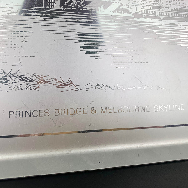 Engraved Melbourne skyline drinks tray