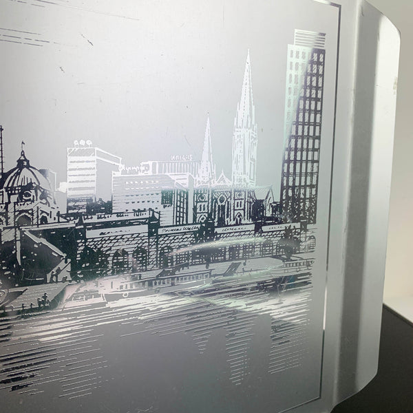 Engraved Melbourne skyline drinks tray