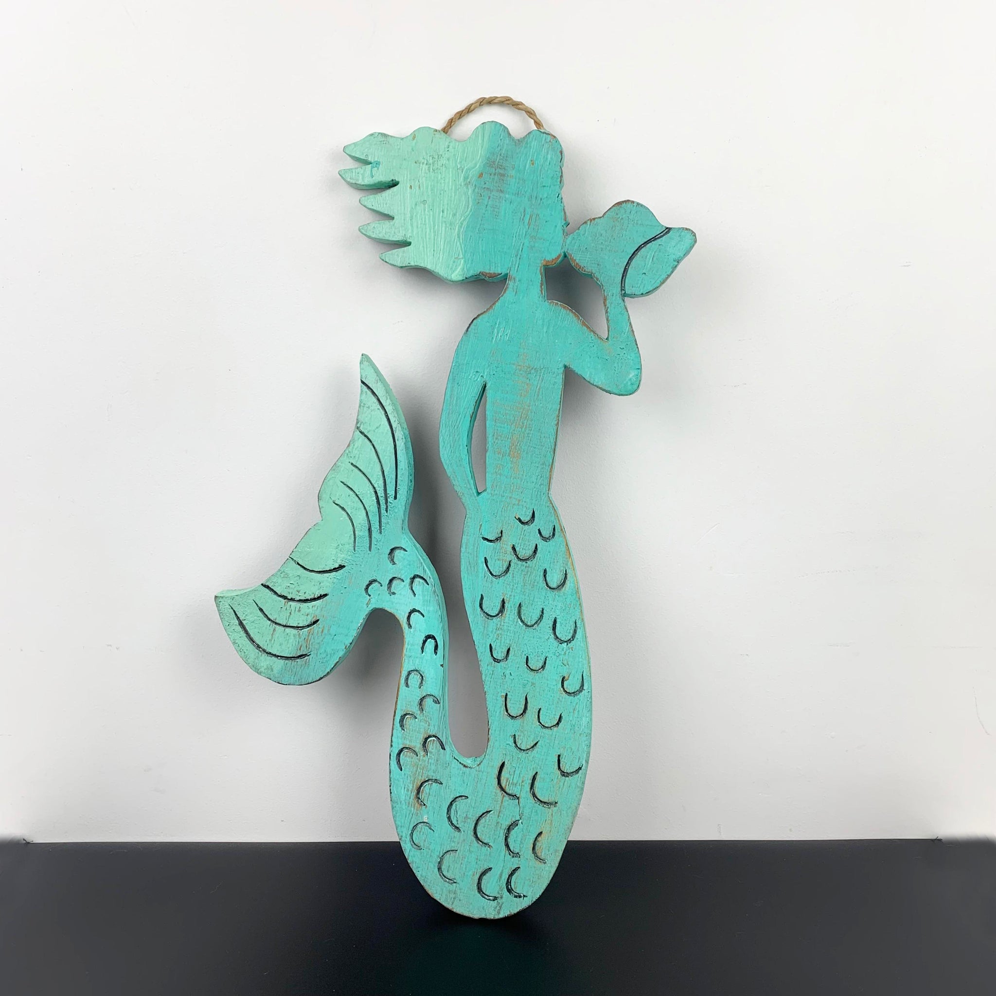 Mermaid cutout timber wall hanging