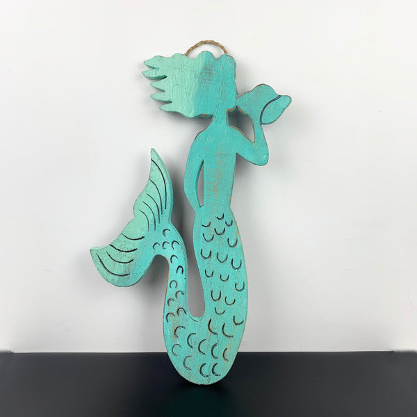 Mermaid cutout timber wall hanging