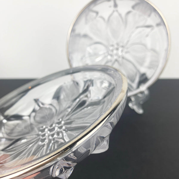 Studio Nova Poinsettia Christmas candy dish with silver edge 