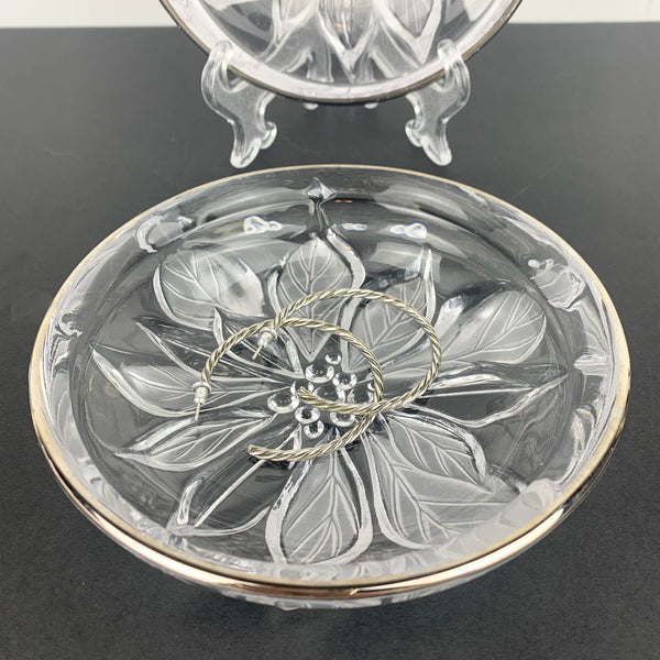 Studio Nova Poinsettia Christmas candy dish with earrings to indicate size