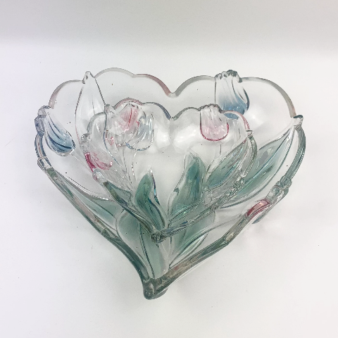 Pair of Mikasa 'Tivoli' heart shaped glass bowls stacked