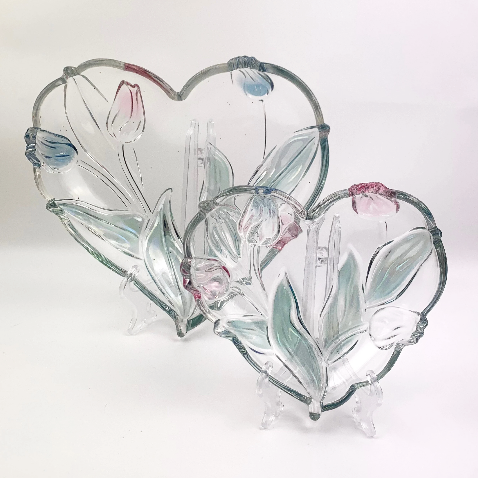 Pair of Mikasa 'Tivoli' heart shaped glass bowls