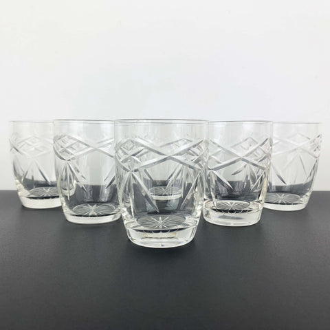 Small cut crystal aperitif and dessert wine glasses - Set of 6