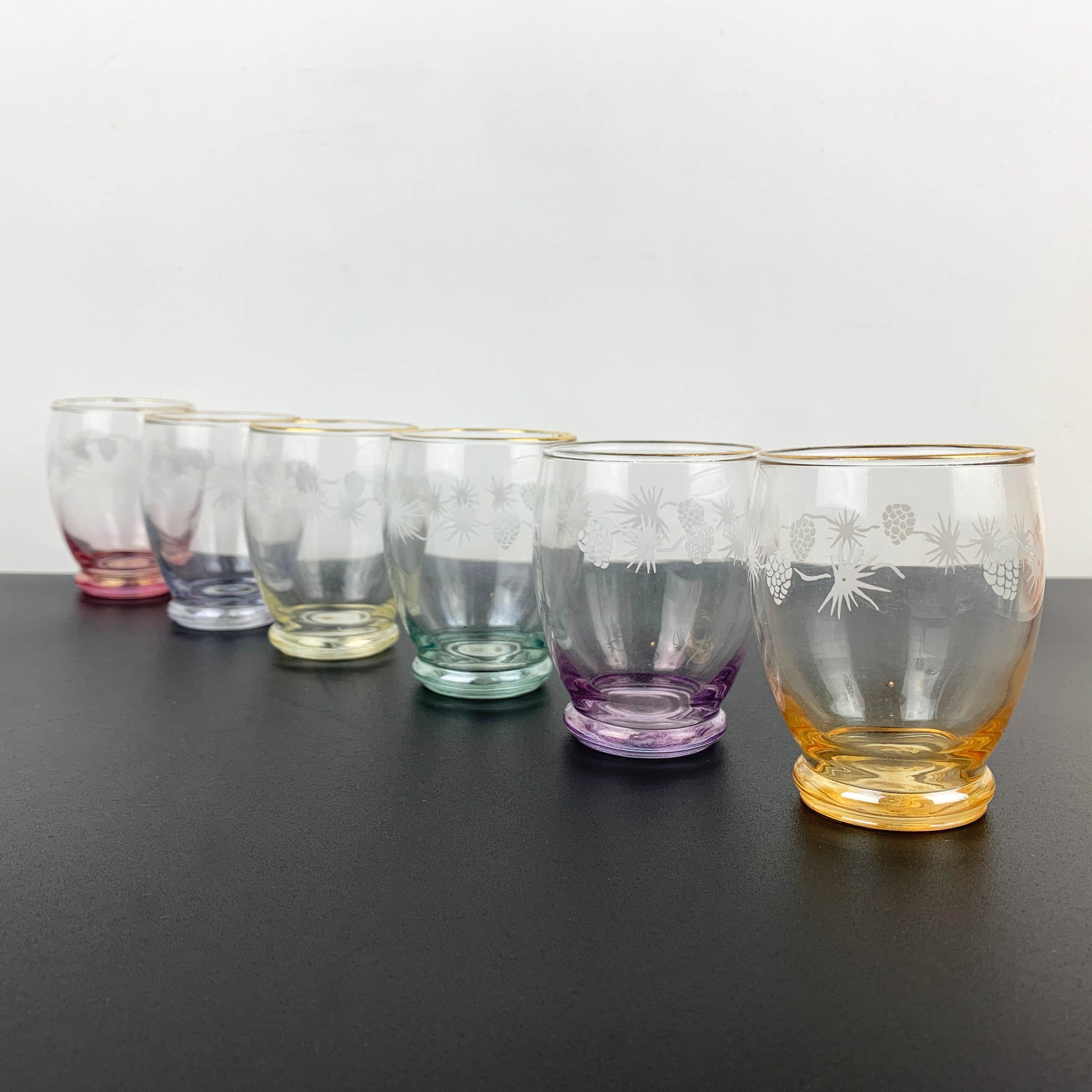 Crown Crystal rare harlequin small water glass - Set of 6