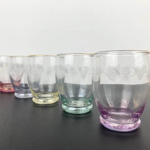 Crown Crystal rare harlequin small water glass - Set of 6