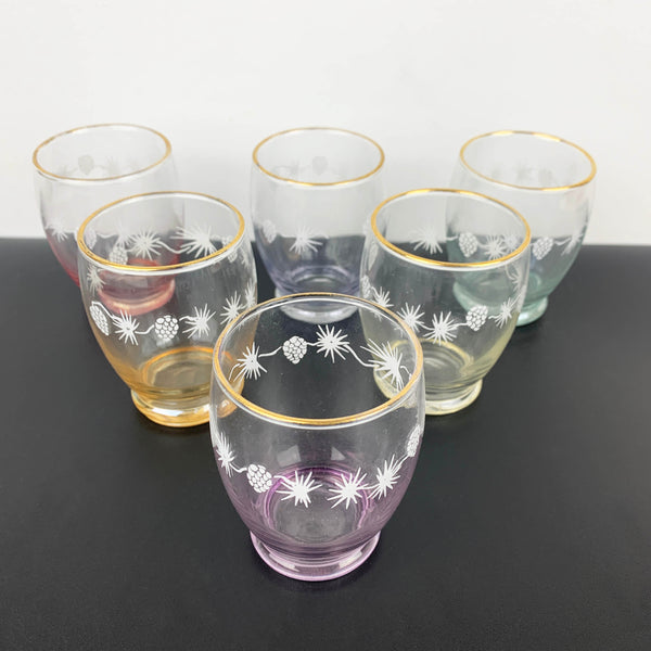 Crown Crystal rare harlequin small water glass - Set of 6