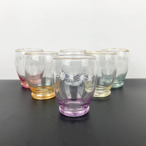 Crown Crystal rare harlequin small water glass - Set of 6