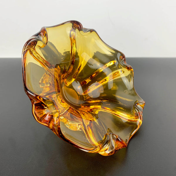 Murano amber gold art glass bowl