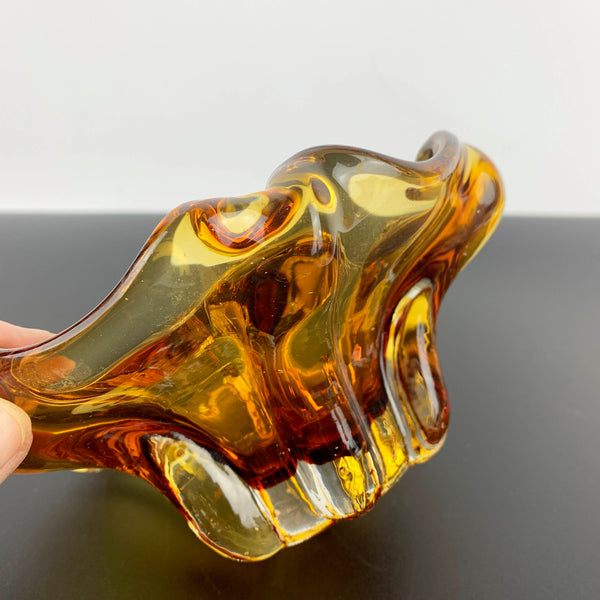 Murano amber gold art glass bowl