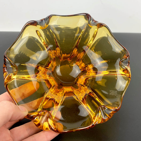 Murano amber gold art glass bowl