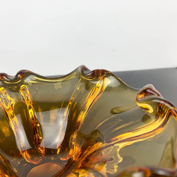 Murano amber gold art glass bowl