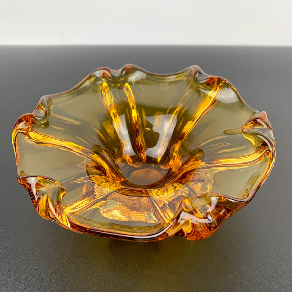 Murano amber gold art glass bowl