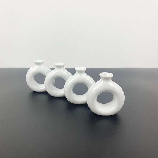 White miniature vase napkin holders - Set of 8