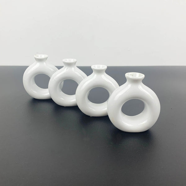 White miniature vase napkin holders - Set of 8