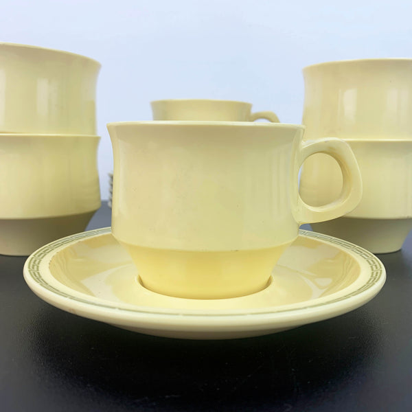 Nylex melamine cup and saucer in yellow - Set of 6