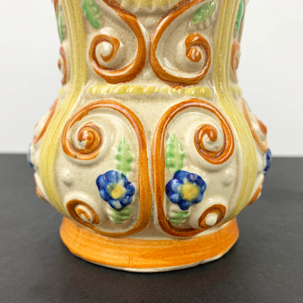 Japanese ceramic vase with relief carving bottom of vase