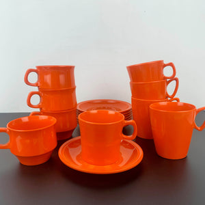 Nylex Australia orange melamine cups, mugs and saucers collection